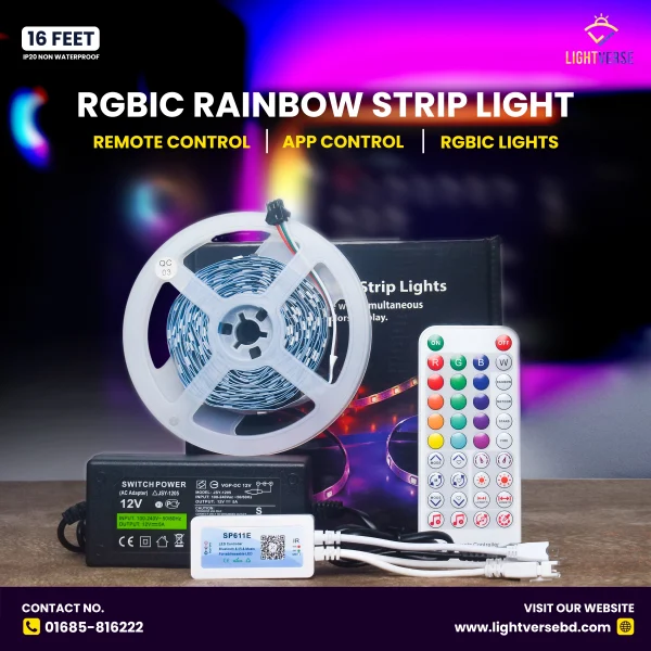 RGBIC LED Strip Light - Dynamic Color-Changing Indoor Lighting (IP20) - Image 2