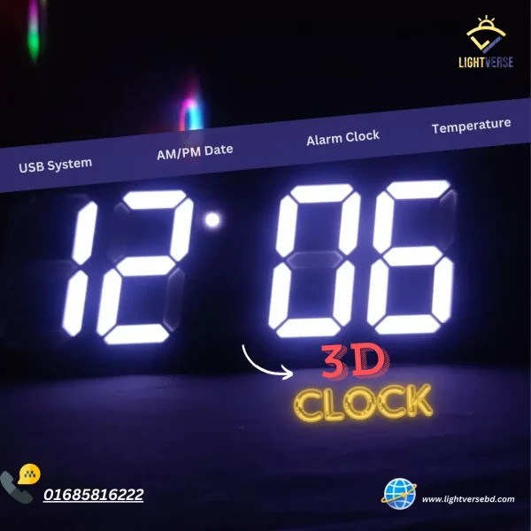 3D LED Digital Clock Glowing Decoration Wall or Table Clock - Image 4