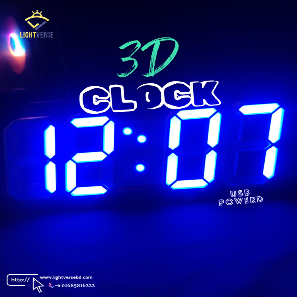 3D LED Digital Clock Glowing Decoration Wall or Table Clock - Image 3