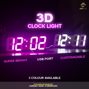 3D LED Digital Clock Glowing Decoration Wall or Table Clock