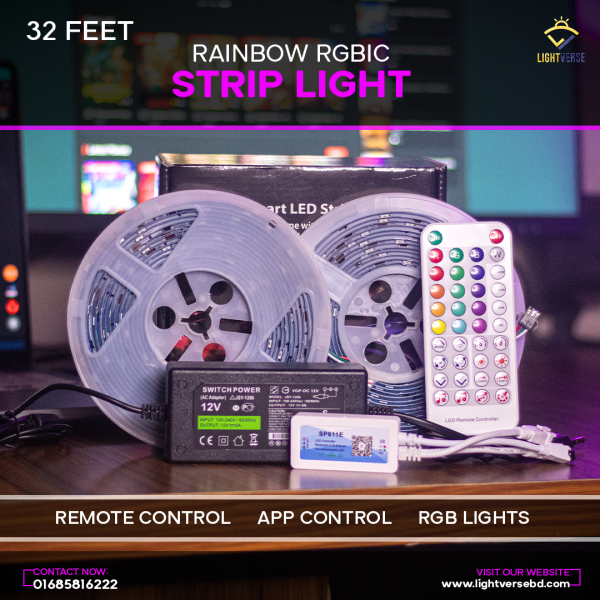 Rainbow RGBIC LED Strip Light, Bluetooth APP Control Music Sync - Image 2