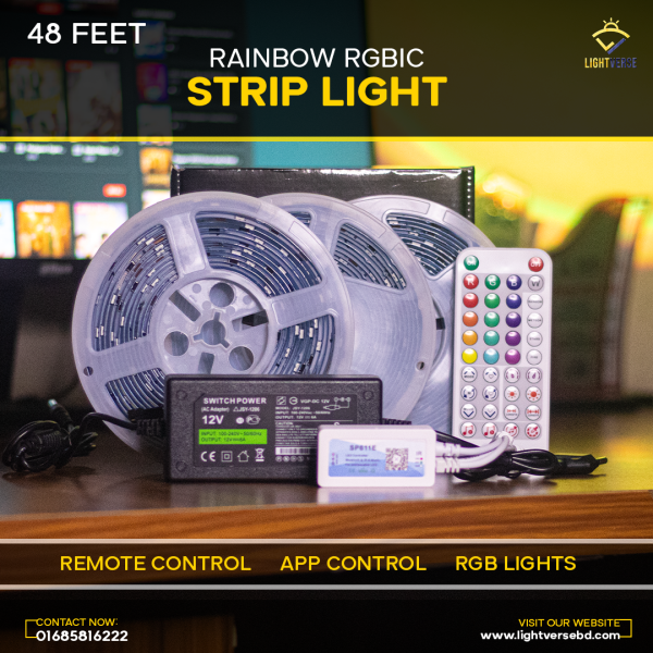 Rainbow RGBIC LED Strip Light, Bluetooth APP Control Music Sync - Image 3