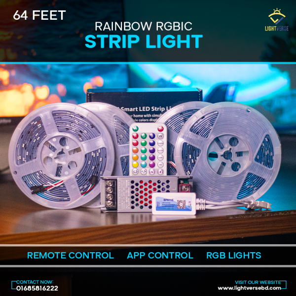 Rainbow RGBIC LED Strip Light, Bluetooth APP Control Music Sync - Image 4