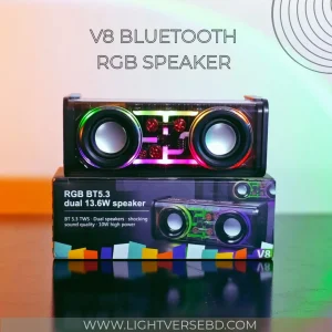V8 Transparent RGB Bluetooth Speaker 5.0 Portable Wireless Speaker