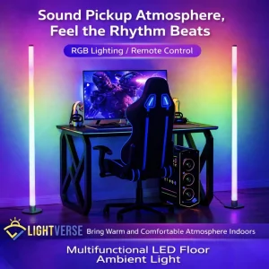 360° RGB LED Floor Lamp with Sound Sync | Gaming & Ambient Light BD
