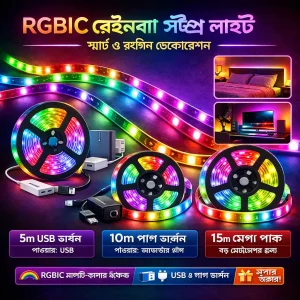 RGBIC Rainbow Strip Light 5m USB, 10m & 15m Plug | Room Decoration LED