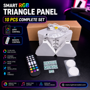 Triangle LED Wall Decor Panel Lights App Control with RGB Smart WiFi, Google Assistant and Amazon Alexa Support for Gaming Room and Home Decor.