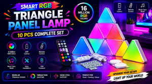 Smart RGB Triangle Panel Light 10 PCS Complete Set for Gaming Room Decoration